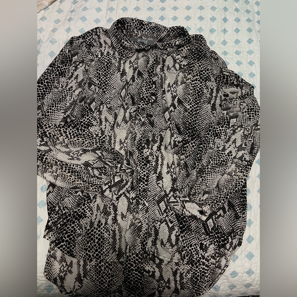 Snake Print Button Down Blouse